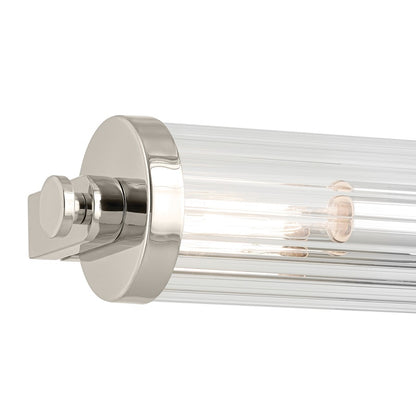 Kichler Azores 25in Linear Bath Vanity Light | Industrial Polished Nickel & Clear Fluted Glass | Bathroom Vanity & Makeup Mirror Light | Model 45649PN