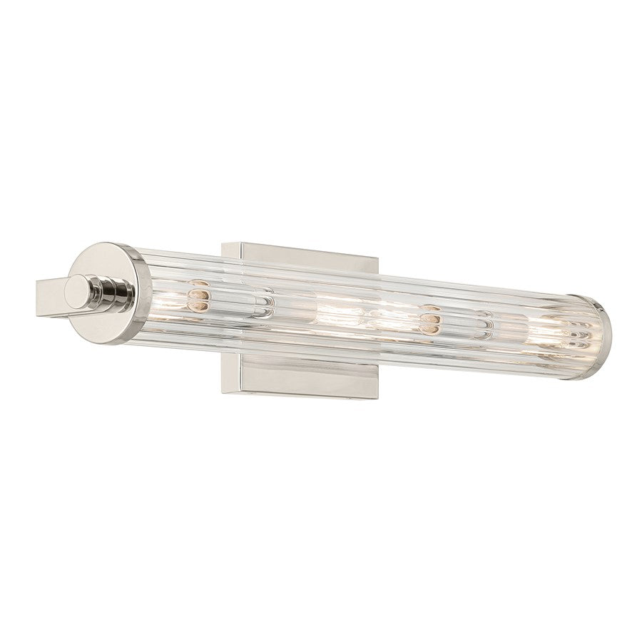 Kichler Azores 5 Light Linear Bath Large, Polished Nickel/Clear Fluted - 45650PN