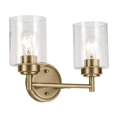 Kichler Winslow 2 Light Wall Mt Bath 2 Arm, Brass/Clear Seeded - 45885NBR