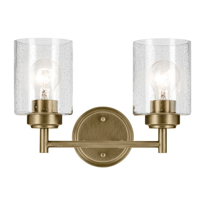 Kichler Winslow 2 Light Wall Mt Bath 2 Arm, Brass/Clear Seeded
