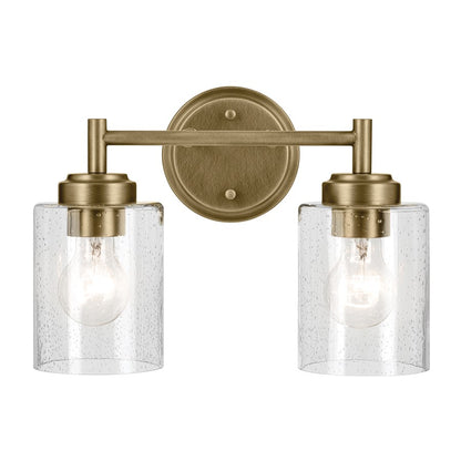Kichler Winslow 2 Light Wall Mt Bath 2 Arm, Brass/Clear Seeded