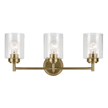 Kichler Winslow 3 Light Wall Mt Bath 3 Arm, Brass/Clear Seeded