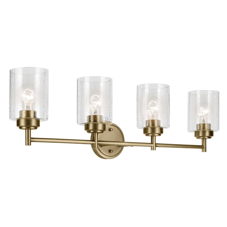 Kichler Winslow 4 Light Wall Mt Bath 4 Arm, Brass/Clear Seeded - 45887NBR