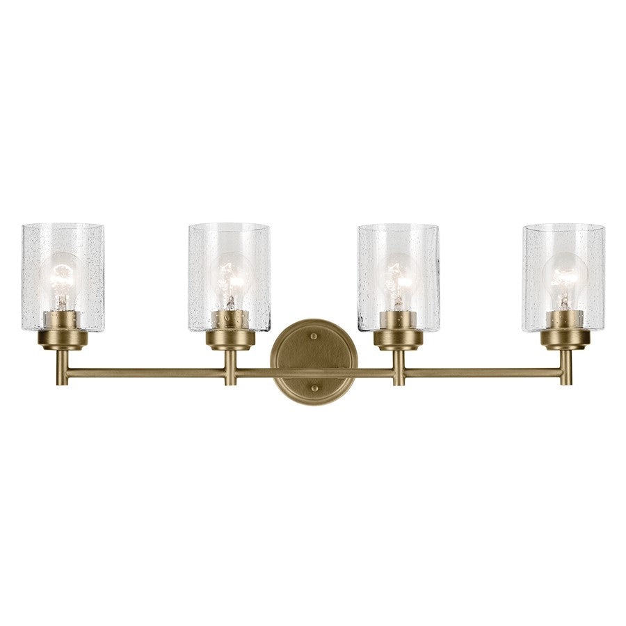 Kichler Winslow 4 Light Wall Mt Bath 4 Arm, Brass/Clear Seeded