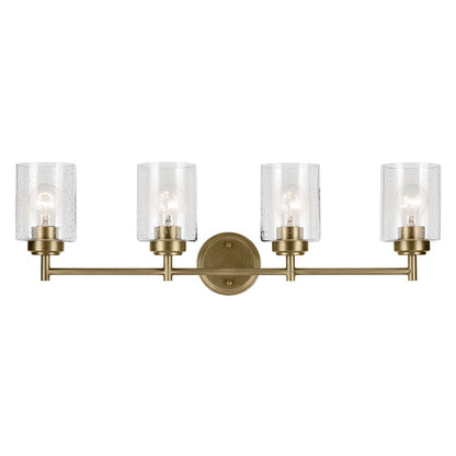 Kichler Winslow 4 Light Wall Mt Bath 4 Arm, Brass/Clear Seeded