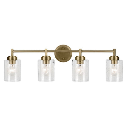 Kichler Winslow 4 Light Wall Mt Bath 4 Arm, Brass/Clear Seeded