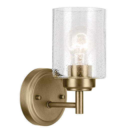 Kichler Winslow 1 Light Wall Bracket, Natural Brass/Clear Seeded - 45910NBR