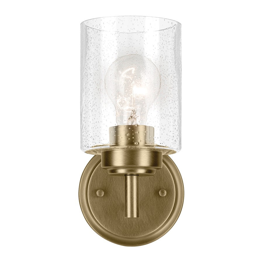 Kichler Winslow 1 Light Wall Bracket, Natural Brass/Clear Seeded