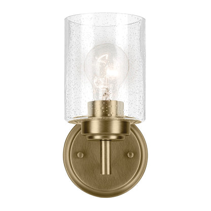 Kichler Winslow 1 Light Wall Bracket, Natural Brass/Clear Seeded