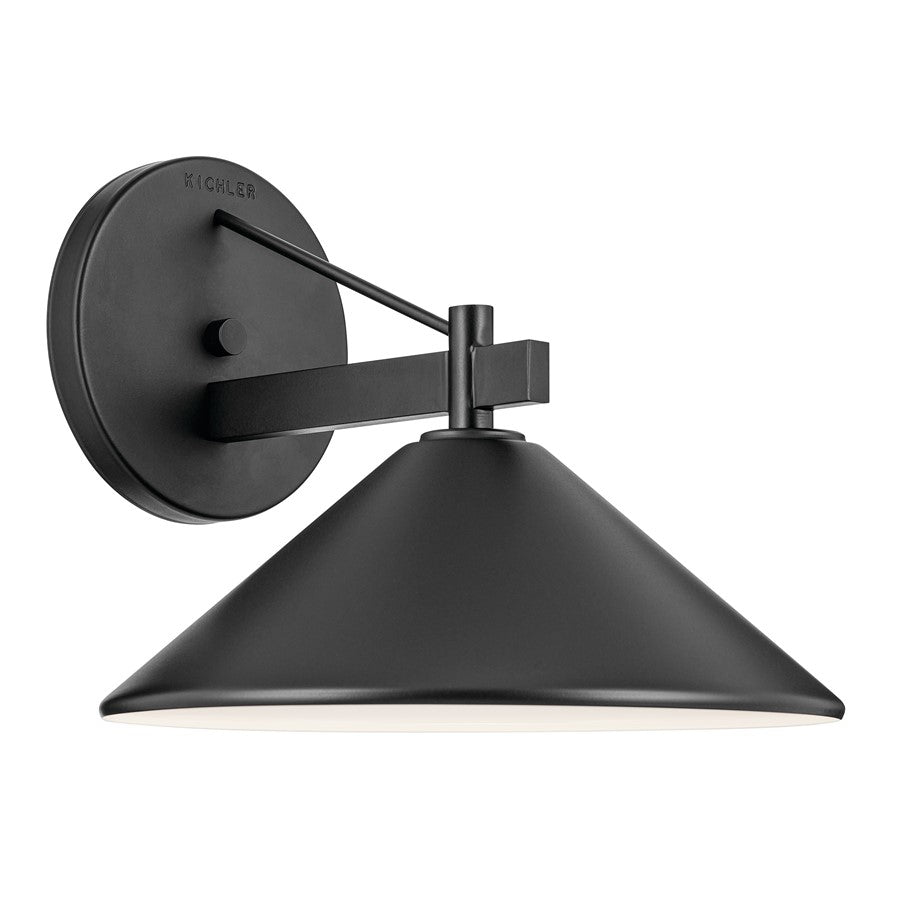 Kichler Ripley 1 Light 12" Outdoor Wall Light, Xlarge, Black - 49061BK