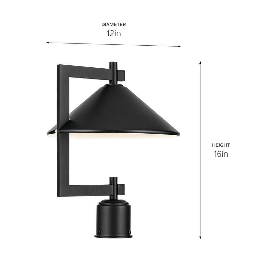 Kichler Ripley 1 Light Outdoor Post Lantern, Black