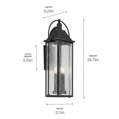 Kichler Harbor Row 4 Light Outdoor Wall Light, Large, Black/Seed