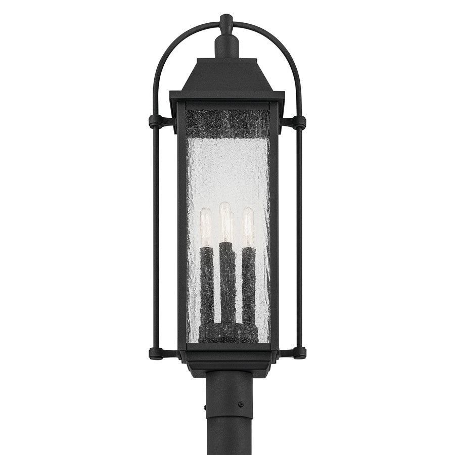 Kichler Harbor Row 4 Light Outdoor Post Lantern, Black/Clear Seeded