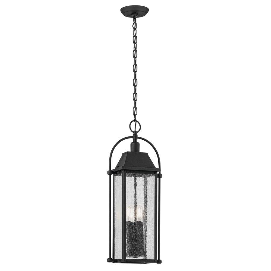Kichler Harbor Row 4Lt Outdoor Hanging Pendant, Black/Clear Seeded - 49718BKT