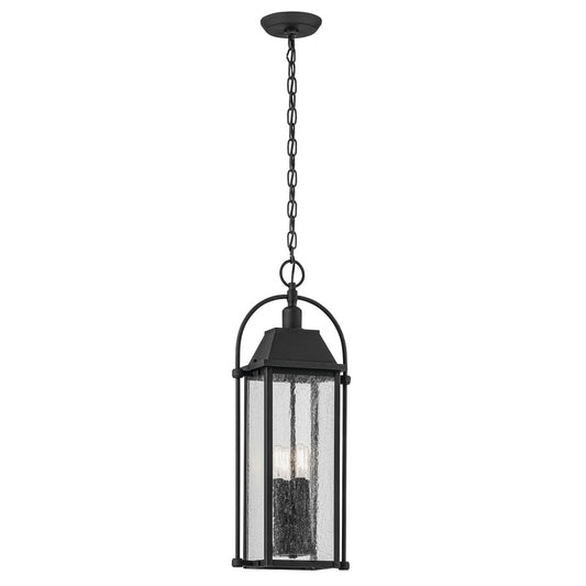 Kichler Harbor Row 4Lt Outdoor Hanging Pendant, Black/Clear Seeded - 49718BKT
