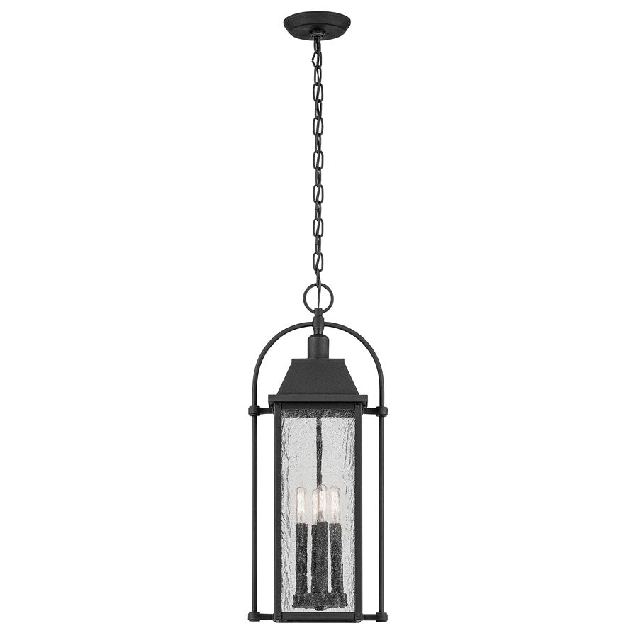 Kichler Harbor Row 4Lt Outdoor Hanging Pendant, Black/Clear Seeded