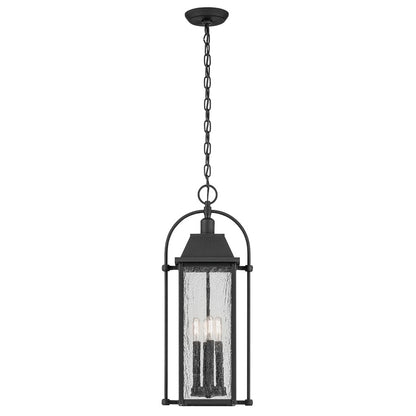 Kichler Harbor Row 4Lt Outdoor Hanging Pendant, Black/Clear Seeded