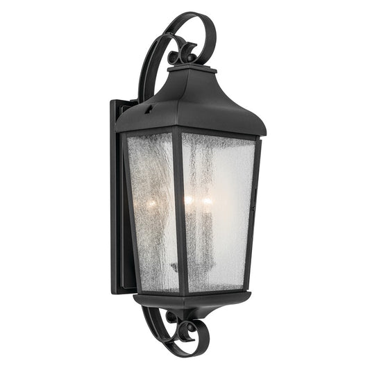 Kichler Forestdale 3 Light Outdoor Wall Light, Xlarge, Black/Seed - 49738BKT