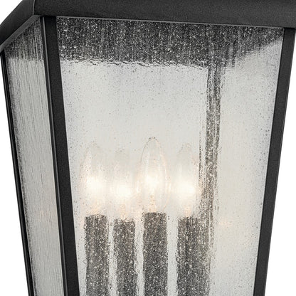 Kichler Forestdale 4 Light Outdoor Post Lantern, Black/Clear Seeded