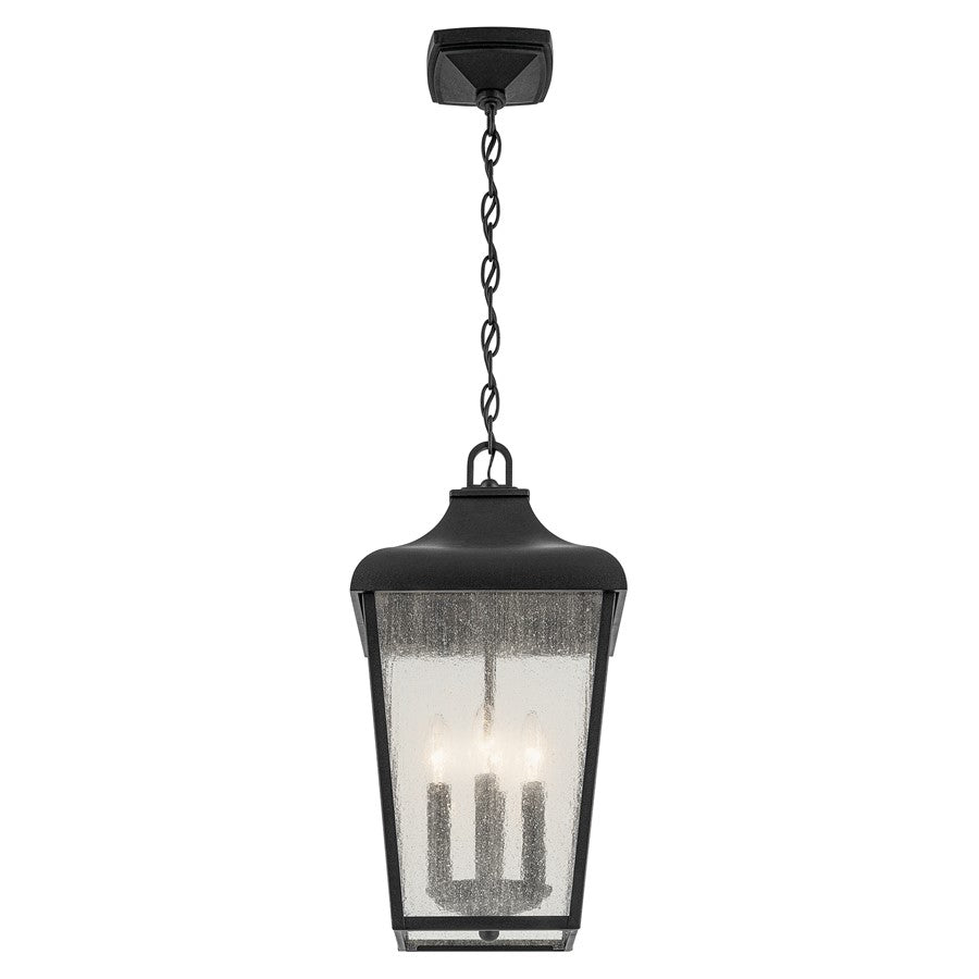 Kichler Forestdale 4Lt Outdoor Hanging Pendant, Black/Clear Seeded