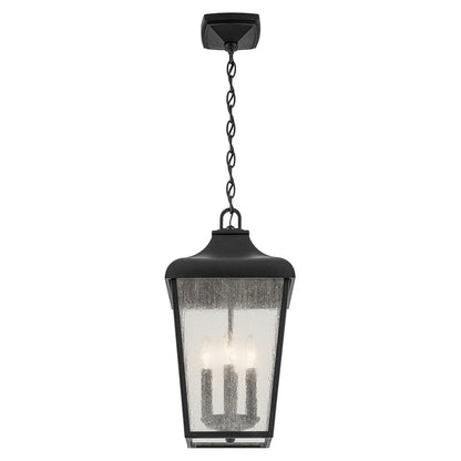 Kichler Forestdale 4Lt Outdoor Hanging Pendant, Black/Clear Seeded