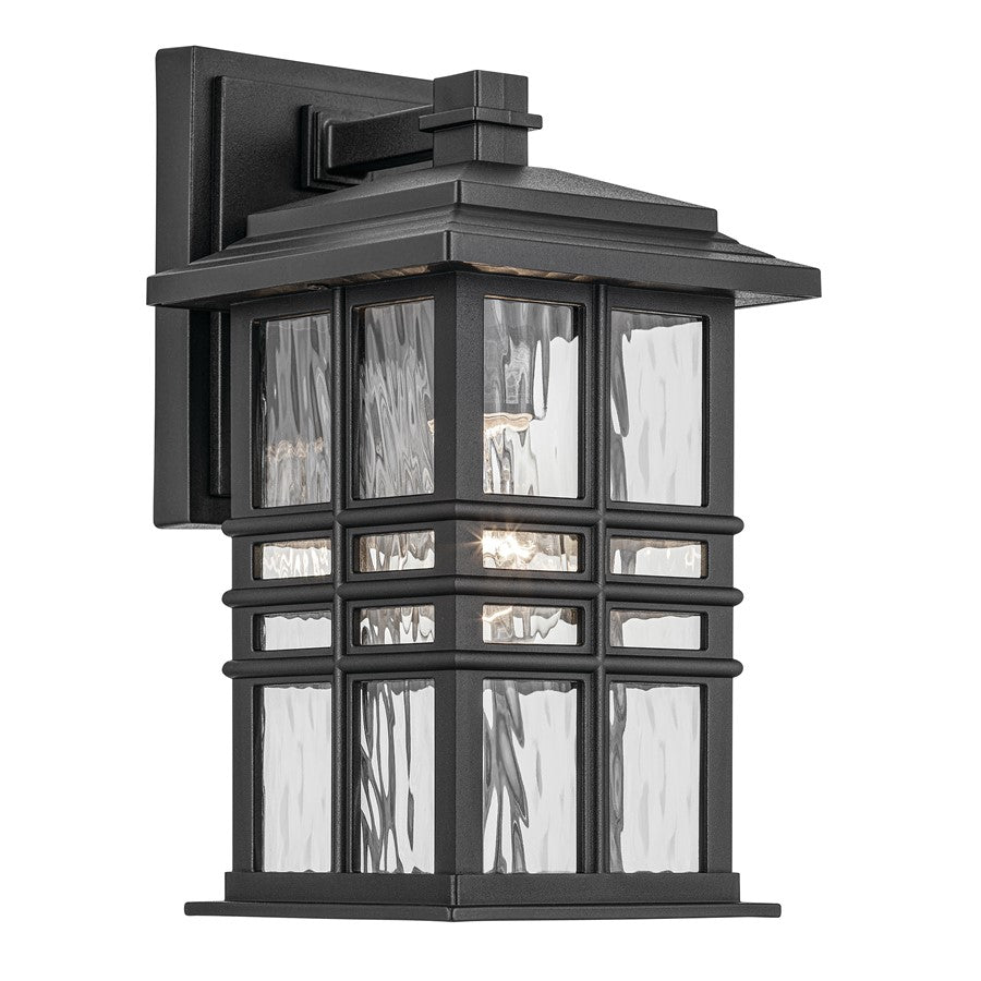 Kichler Beacon Square 1Lt Outdoor Wall Light, Small, Black/Hammered - 49829BKT