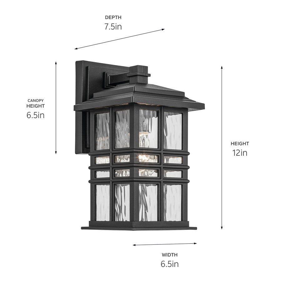 Kichler Beacon Square 1Lt Outdoor Wall Light, Small, Black/Hammered