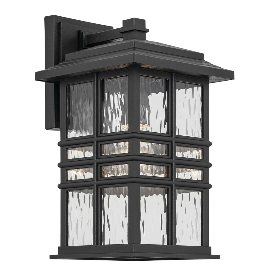 Kichler Beacon Square 1Lt Outdoor Wall Light, Medium, Black/Hammered - 49830BKT
