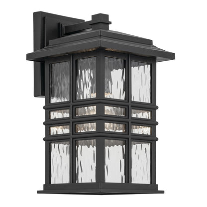 Kichler Beacon Square 1Lt Outdoor Wall Light, Medium, Black/Hammered - 49830BKT