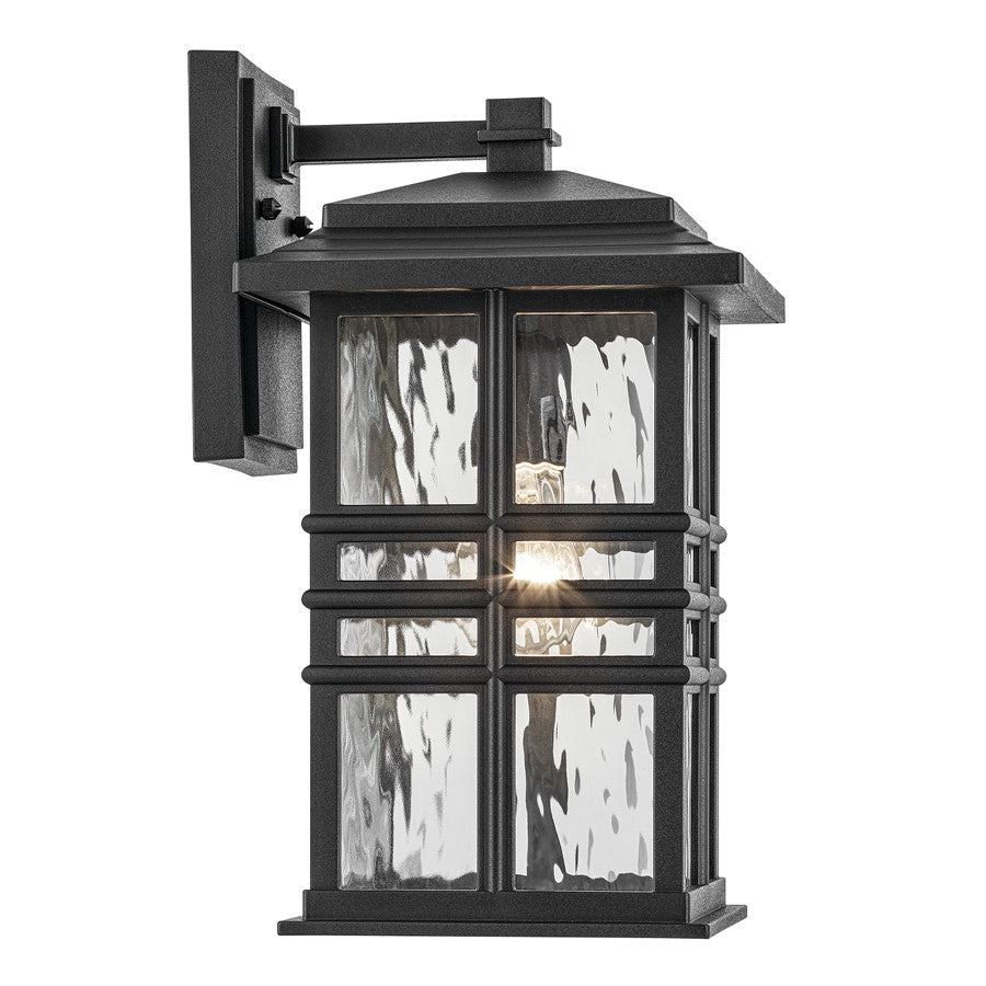 Kichler Beacon Square 1Lt Outdoor Wall Light, Medium, Black/Hammered