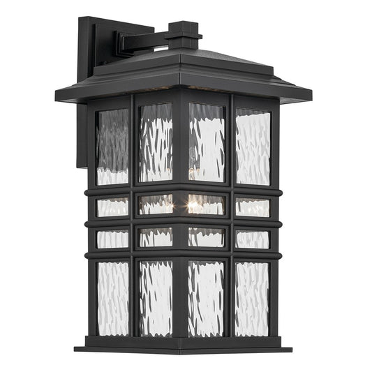 Kichler Beacon Square 1Lt Outdoor Wall Light, Large, Black/Hammered - 49831BKT