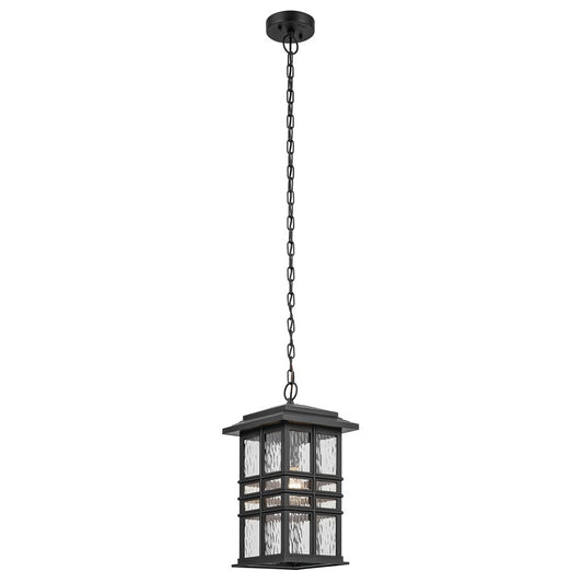 Kichler Beacon Square 1Lt Outdoor Hanging Pendant, Black/Hammered - 49833BKT