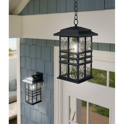 Kichler Beacon Square 1Lt Outdoor Hanging Pendant, Black/Hammered