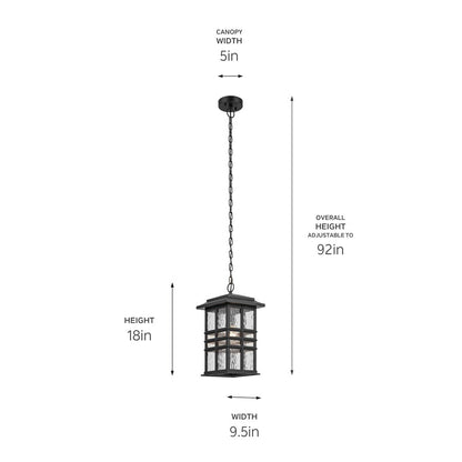 Kichler Beacon Square 1Lt Outdoor Hanging Pendant, Black/Hammered