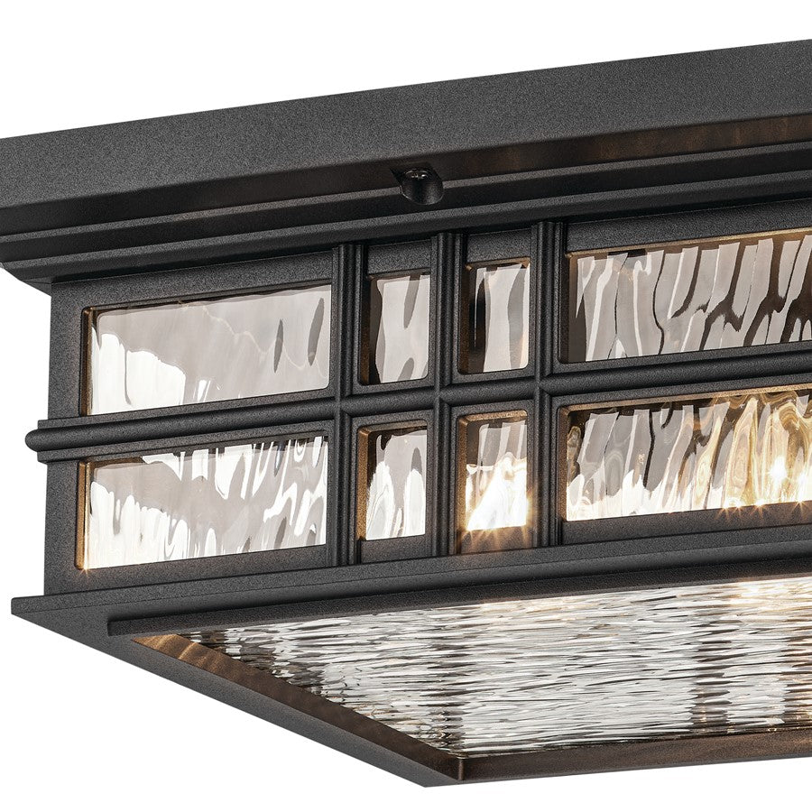 Kichler Beacon Square 2Lt Outdoor Flush/Semi Flush Mt, Black/Hammered