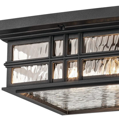 Kichler Beacon Square 2Lt Outdoor Flush/Semi Flush Mt, Black/Hammered