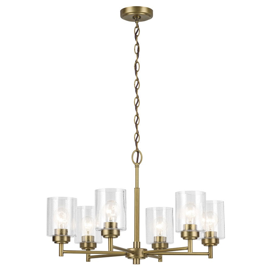 Kichler Winslow 6 Light Chandelier 1 Tier Large, Brass/Clear Seeded - 52616NBR