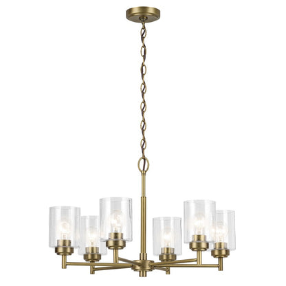 Kichler Winslow 6 Light Chandelier 1 Tier Large, Brass/Clear Seeded - 52616NBR