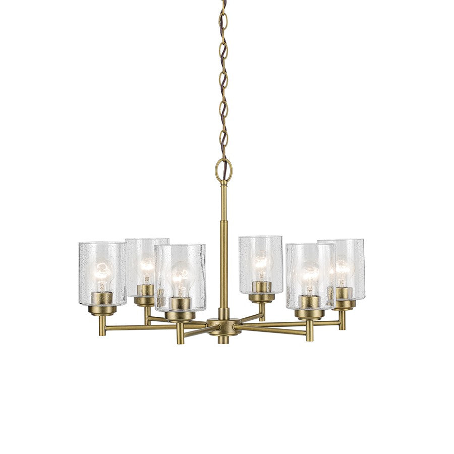 Kichler Winslow 6 Light Chandelier 1 Tier Large, Brass/Clear Seeded