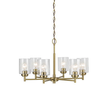 Kichler Winslow 6 Light Chandelier 1 Tier Large, Brass/Clear Seeded