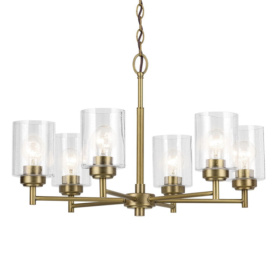 Kichler Winslow 6 Light Chandelier 1 Tier Large, Brass/Clear Seeded