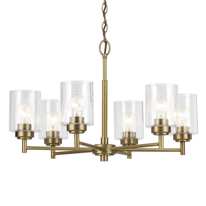 Kichler Winslow 6 Light Chandelier 1 Tier Large, Brass/Clear Seeded