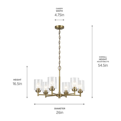 Kichler Winslow 6 Light Chandelier 1 Tier Large, Brass/Clear Seeded