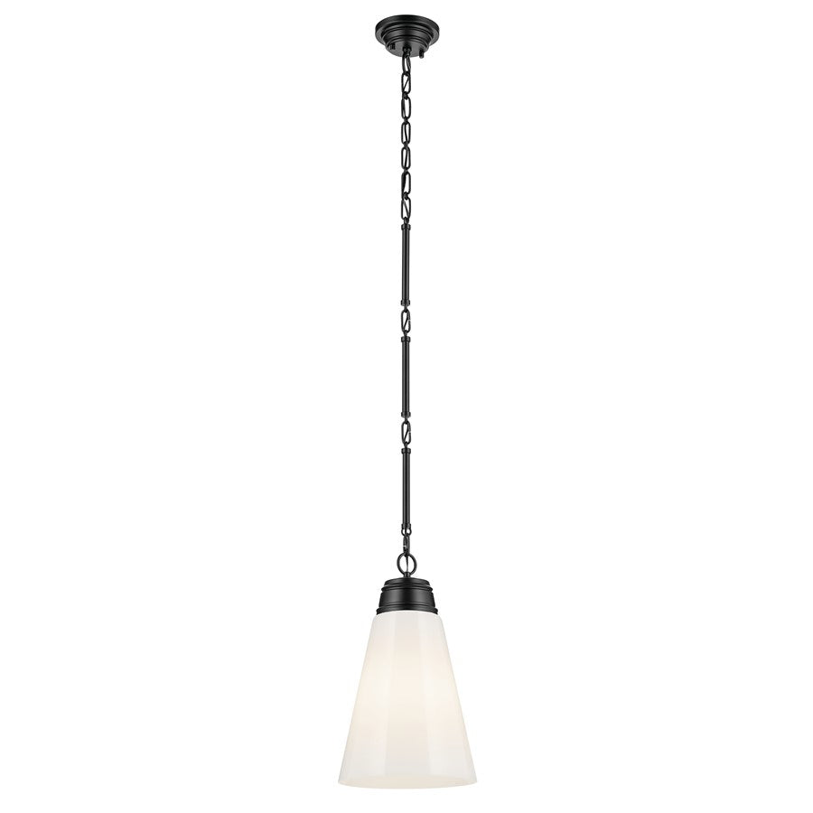 Kichler Marsailli 1 Light 19" Pendant, Black/Cased Opal - 52661BK