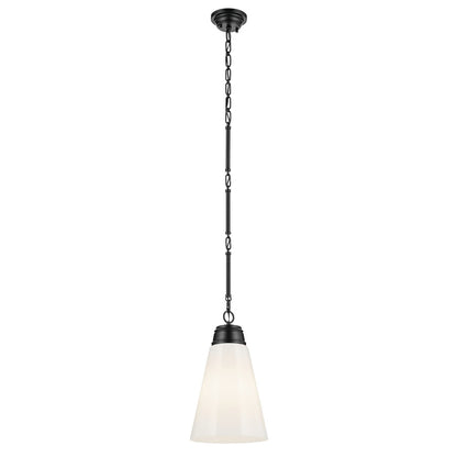 Kichler Marsailli 1 Light 19" Pendant, Black/Cased Opal - 52661BK