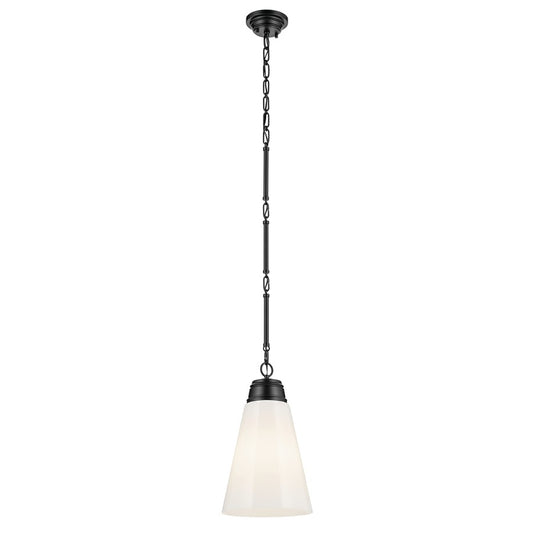 Kichler Marsailli 1 Light 19" Pendant, Black/Cased Opal - 52661BK