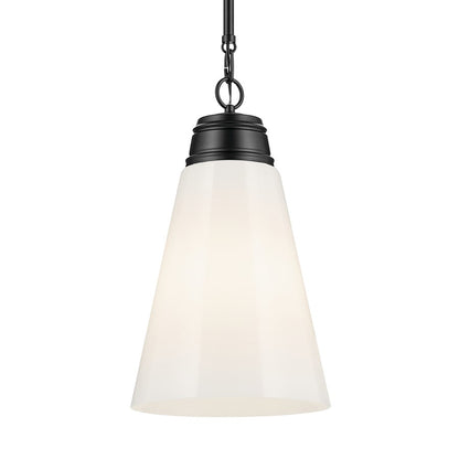 Kichler Marsailli 1 Light 19" Pendant, Black/Cased Opal