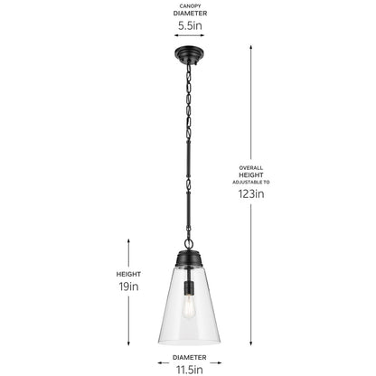 Kichler Marsailli 1 Light 19" Pendant, Black/Clear