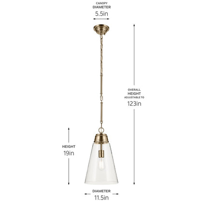 Kichler Marsailli 1 Light 19" Pendant, Champagne Bronze/Clear