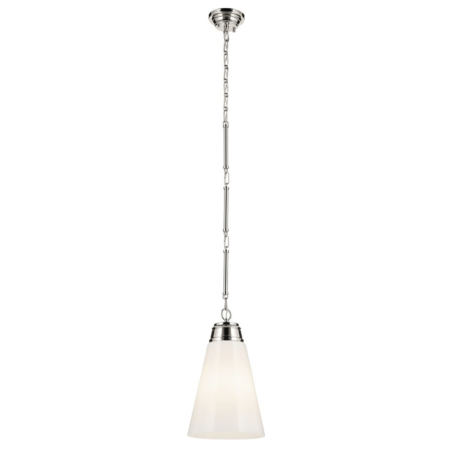 Kichler Marsailli 1 Light 19" Pendant, Polished Nickel/Cased Opal - 52661PN